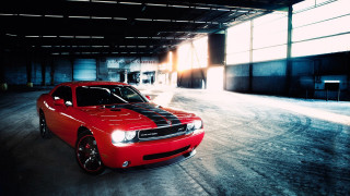 Red car garage black stripe - the hood free wallpaper