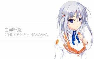 Anime whitehair blueeyes schooluniform portrait - white shirt free wallpaper