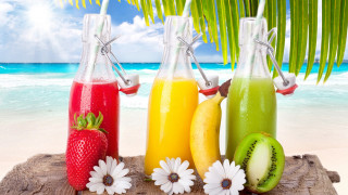 Fruit juices ocean palm summer - summer vibrancy free wallpaper
