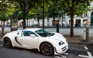 White bugatti roadside neoclassicism photorealistic - a parking meter free wallpaper