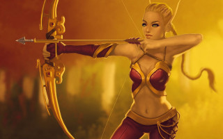 Woman bikini archer serious fantasy - artgerm free wallpaper