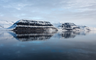 Lake snow mountains cloudy sky - covered free wallpaper