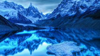 Mountain lake snowy cloudy blue - snow covered mountains free wallpaper