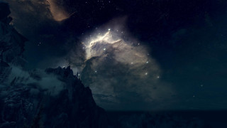 Mountain starry sky aurora moon - a sky free wallpaper for desktop
