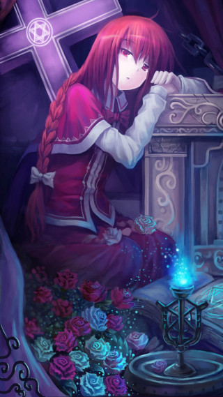 Girl bench cross candle room - rose free wallpaper for mobile