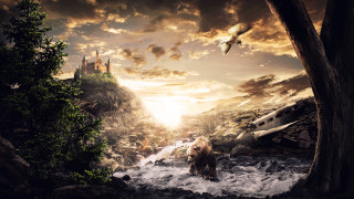 Bear river castle bird dusk - a bear free wallpaper