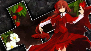 Woman red dress flower frame - orphism free wallpaper