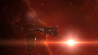 Space station red starfield bright - dramatic cinematic lighting free wallpaper