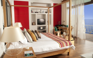 Bedroom redwall balcony lycoart digital - a bedroom free wallpaper
