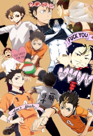 Anime collage message characters fun - lucky free wallpaper for mobile