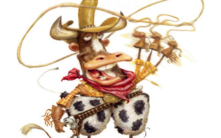 Cow cowboy hat lasso horse - a cow free wallpaper