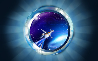 Space ship cat window blue - a window free wallpaper