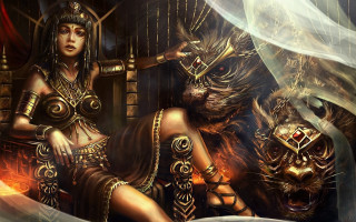Woman lion demon cage sword - bastien l. deharme free wallpaper