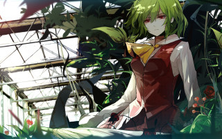 Woman red dress greenhouse plants - orphism free wallpaper