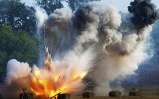 Fire haybales smoke explosions night - cornelia parker free wallpaper