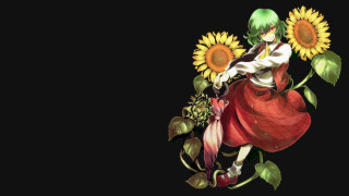 Woman green hair red dress - a sunflower free wallpaper