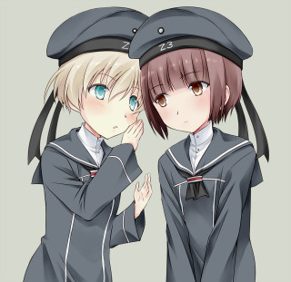 Anime girls hats uniforms covering - ayo free wallpaper for tablet