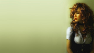 Gothic photorealistic woman redhair suspenders - a black bow tie free wallpaper for desktop