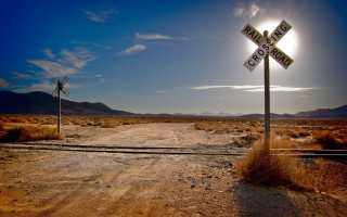 Railroad crossing matte painting western - western free wallpaper