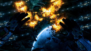 Sci fi space battle cityscape - mass effect free wallpaper for desktop