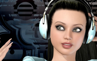 Woman headphones clock smile browneyes - headphone free wallpaper for desktop