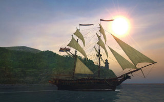 Large boat mountain sunset cloud - the horizon free wallpaper