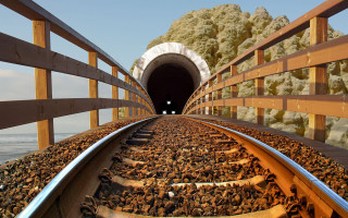 Train tunnel rocks light autumn - the end free wallpaper