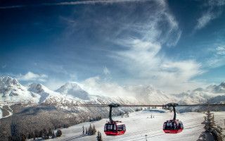 Ski lift two people mountains - two person free wallpaper