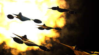 Airplanes cloudy sky sunset fire - the sun in the background free wallpaper for desktop