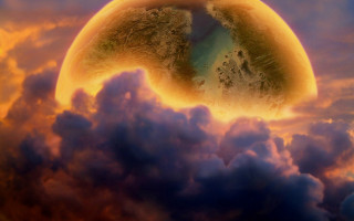 Planet clouds bright yellow blue - yellow center free wallpaper for desktop