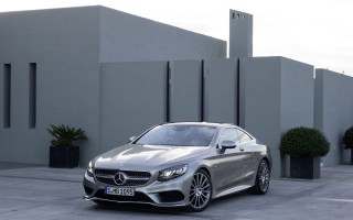 Silver mercedes coupe clocktower building - plant free wallpaper