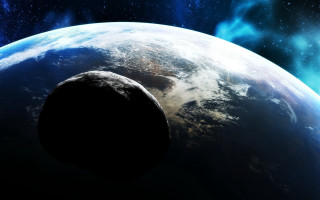 Space blue planet matte painting - large free wallpaper for desktop
