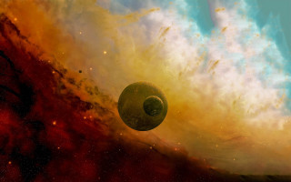 Snail colorful space clouds stars - a snail free wallpaper for desktop