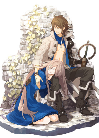 Anime couple bench sword stone - free christmas wallpaper for mobile