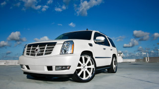 White cadillac parking lot blue - felipe seade free wallpaper for desktop