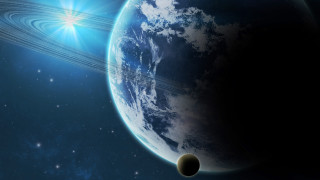 Planet ring star aurora moon - a star in the background free wallpaper