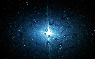 Blue water drops star black - free space wallpaper for desktop