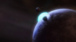 Blue planet starfield aurora matte - two planet free wallpaper