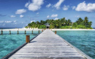 Tropical pier island hut beach - a tropical island free wallpaper