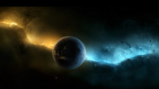 Space planet star background aurora 3 - a planet and a star in the background free wallpaper