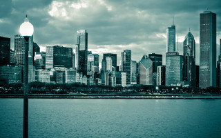 City skyline water clouds architecture - a few cloud free wallpaper for desktop