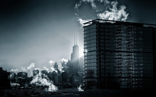 City smoke spire matte photography - photo of a city free wallpaper