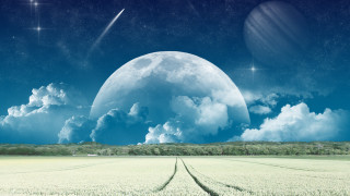 Moon star night sky field - a field of grass free wallpaper for desktop