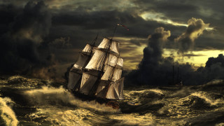 Ship rough seas gothic matte 2 - rough free wallpaper