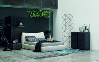 Bedroom black wall white bed - nightstand free wallpaper