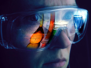 Woman glasses scissors rainbow reflection - biopunk free wallpaper for desktop