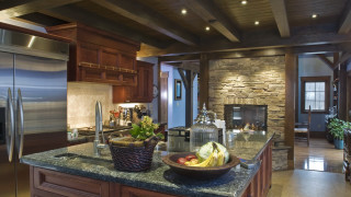 Kitchen fruit bowl stove fireplace - a fireplace free wallpaper