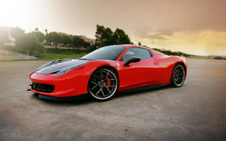 Red sports car parked cloudy - bernardo cavallino free wallpaper