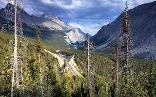 Mountain valley road trees clouds - charles martin free wallpaper for desktop