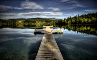 Dock two boats lake mountain - lake free wallpaper